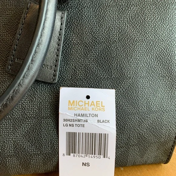 COPY - Michael Kors Large Hamilton MK Logo Tote Bag Purse Black 🖤🖤🖤 Silver Hard… - Picture 7 of 16